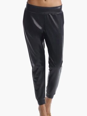 Commando Black Faux Leather Joggers